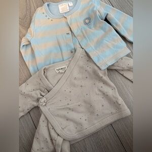 Petit Lem Blue and Beige Striped Button Down Shirt